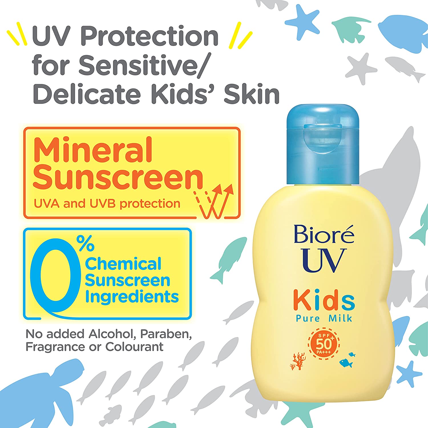 Biore UV Kids Pure Milk Sunscreen SPF50+ PA+++ 70ml - Image 4