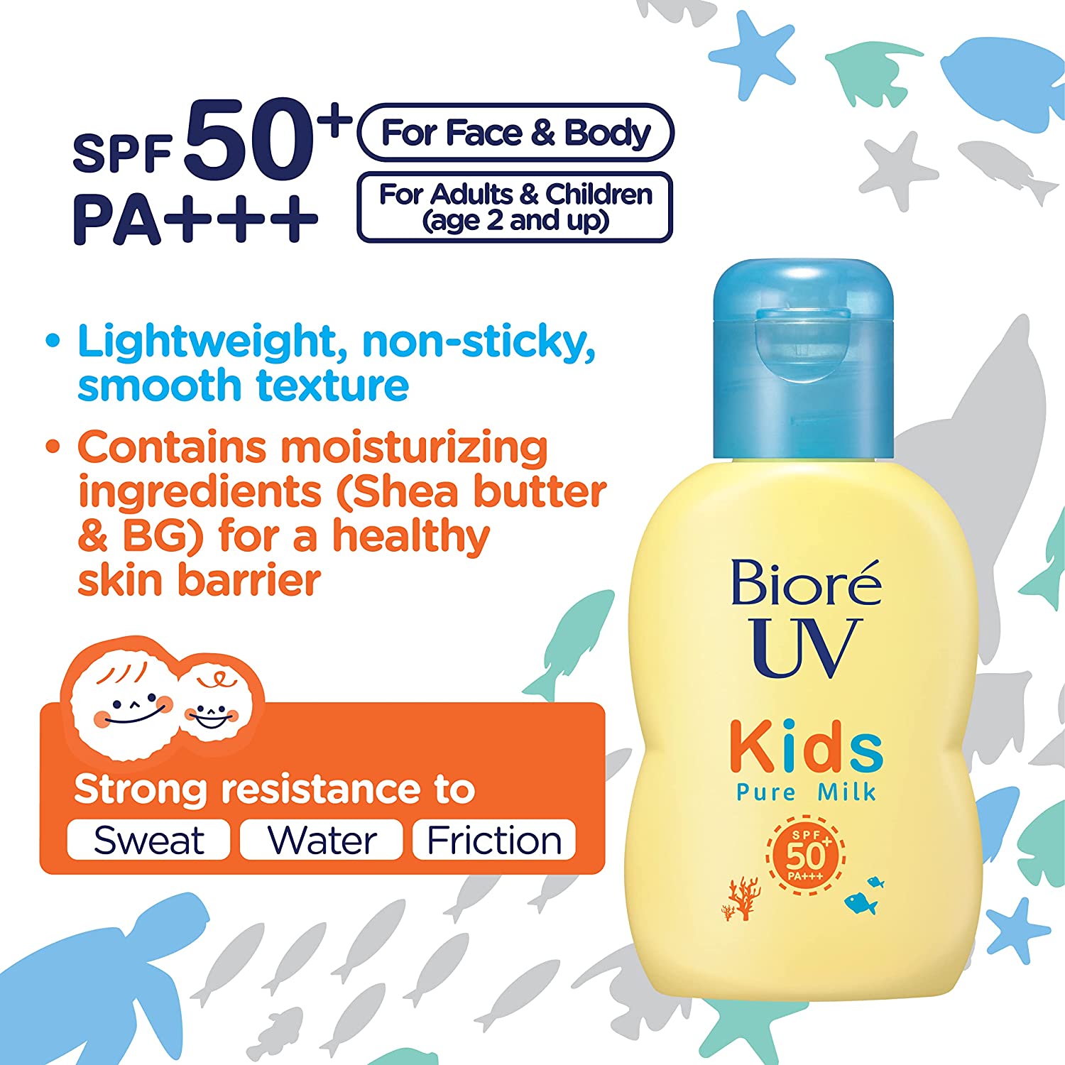 Biore UV Kids Pure Milk Sunscreen SPF50+ PA+++ 70ml - Image 5